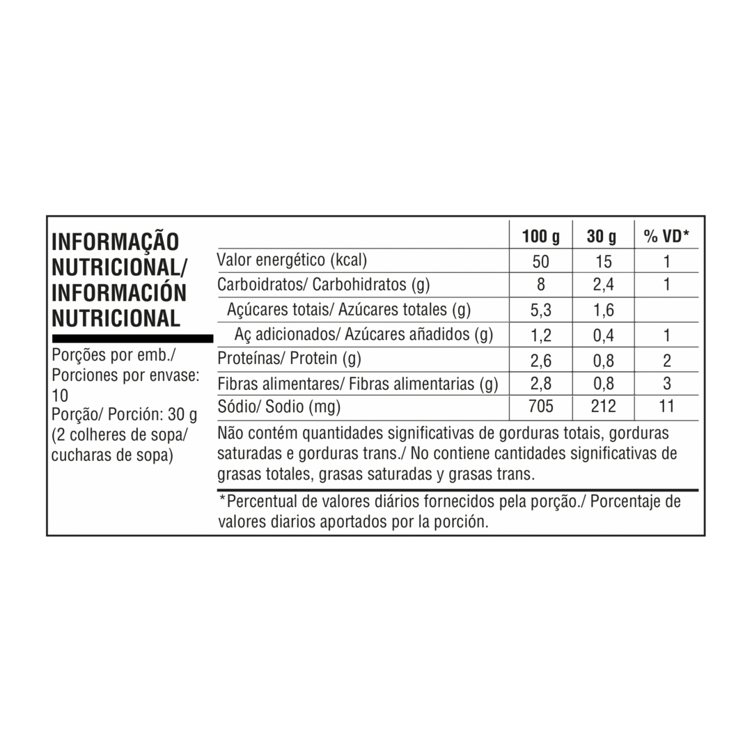 Tabela nutricional — Extrato de Tomate D'ajuda