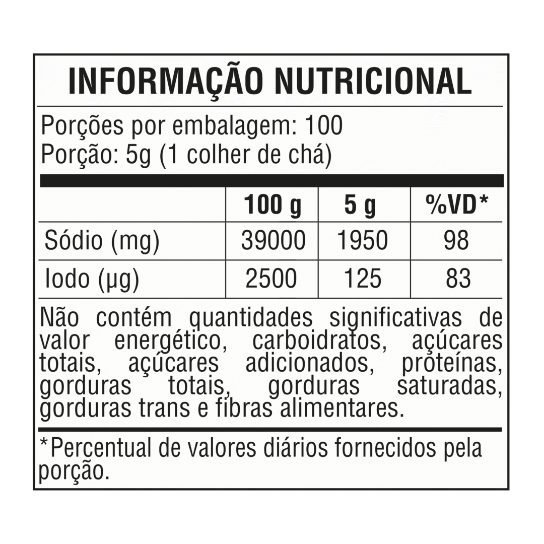 Tabela nutricional — Sal de Parrilla Chimichurri Texgrill