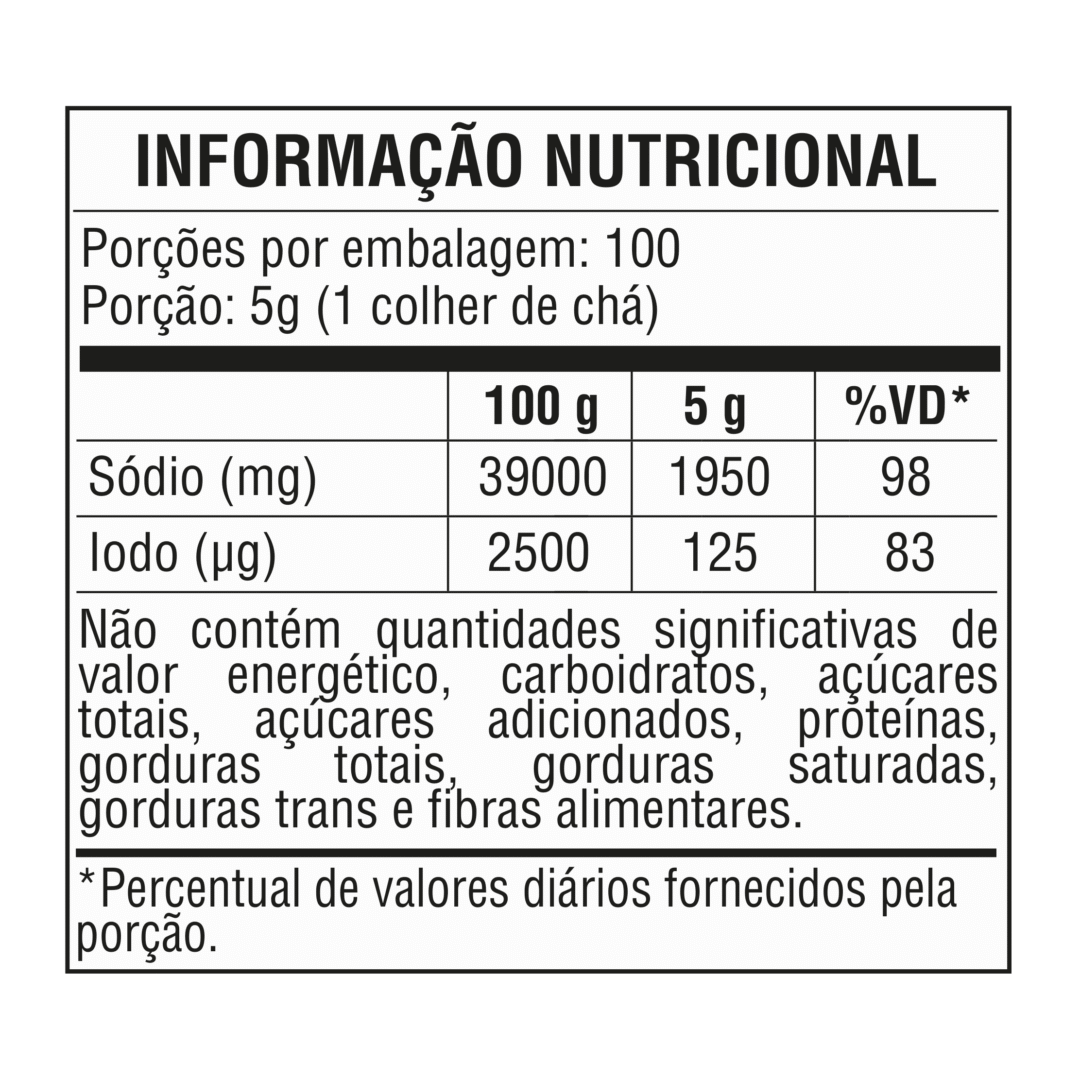 Tabela nutricional — Sal de Parrilla Pimenta-do-Reino Texgrill