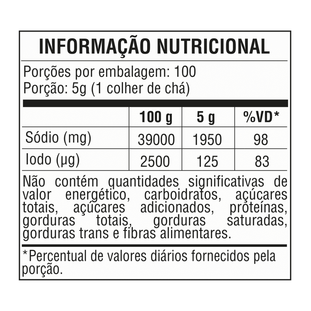 Tabela nutricional — Sal de Parrilla Tradicional Texgrill